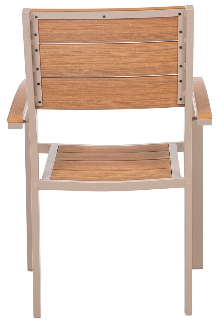 Utestol beige metall med armstöd i trä look - Las Vegas - Beige - Products - Utemöbler & utemiljö - Balkong & altan - Balkongmöbler - Balkongstol