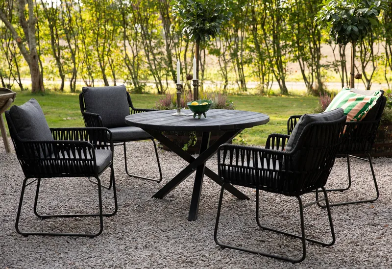 Utestol med rep och grå dynor - Antracit - Products - Utemöbler & utemiljö - Balkong & altan - Balkongmöbler - Balkongstol