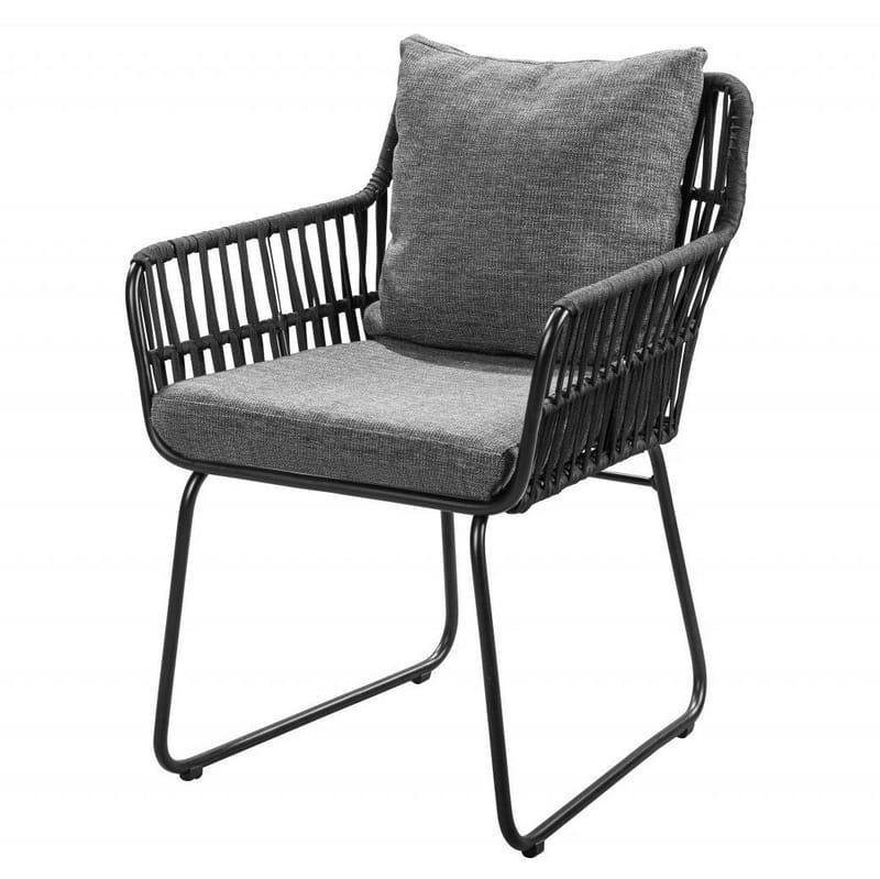 Utestol med rep och grå dynor - Antracit - Products - Utemöbler & utemiljö - Balkong & altan - Balkongmöbler - Balkongstol
