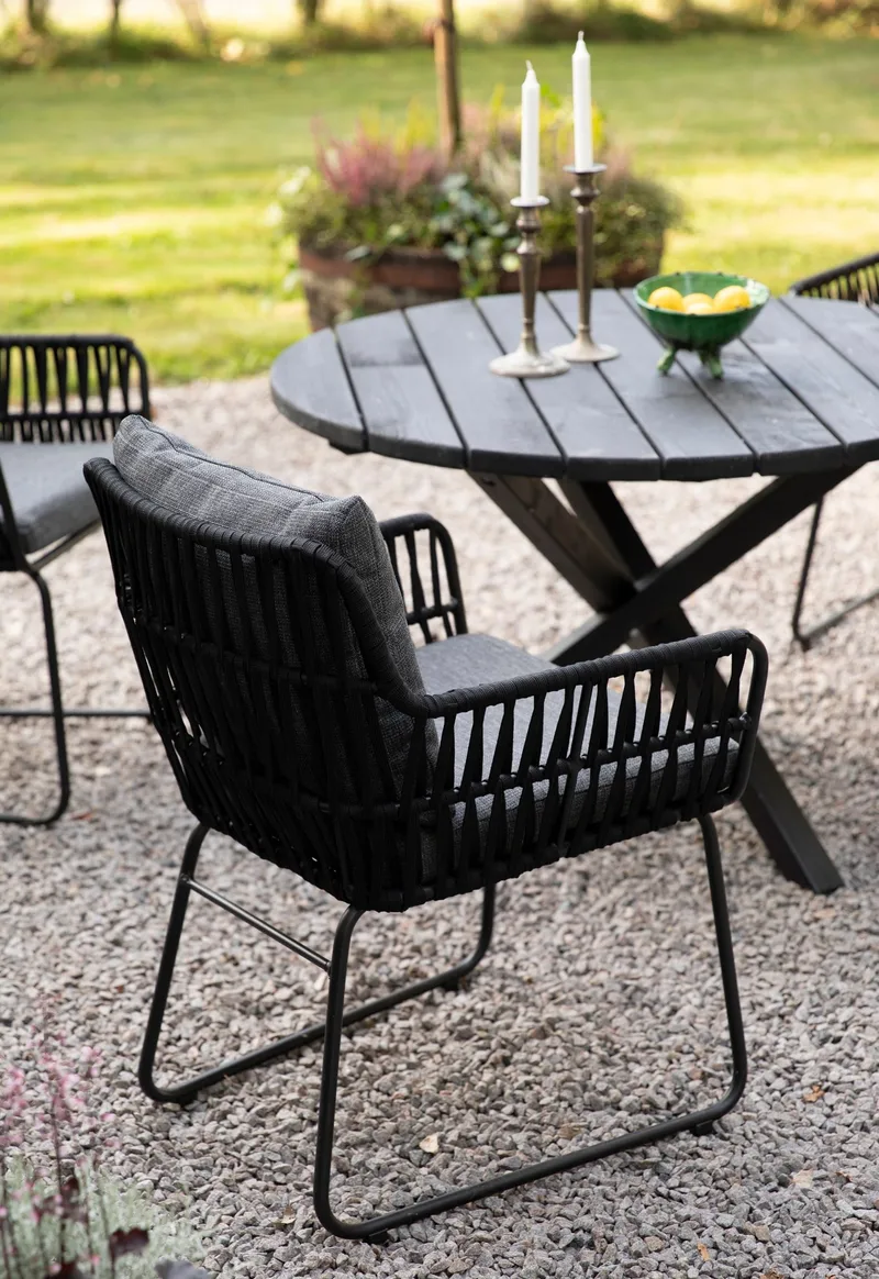 Utestol med rep och grå dynor - Antracit - Products - Utemöbler & utemiljö - Balkong & altan - Balkongmöbler - Balkongstol