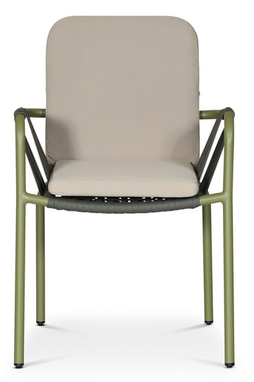 Utestol stapelbar grön med beige dyna - Lincoln - Grön och beige - Products - Utemöbler & utemiljö - Balkong & altan - Balkongmöbler - Balkongstol
