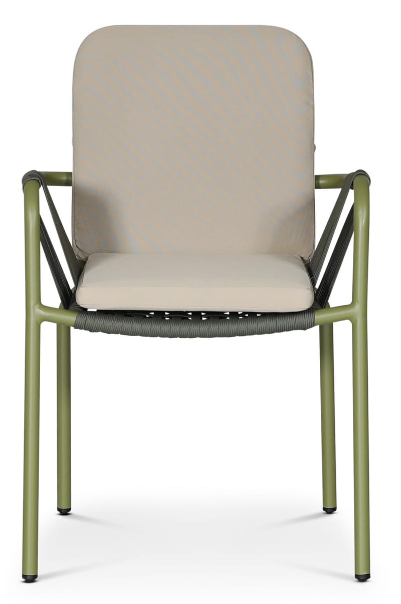 Utestol stapelbar grön med beige dyna - Lincoln - Grön och beige - Products - Utemöbler & utemiljö - Balkong & altan - Balkongmöbler - Balkongstol