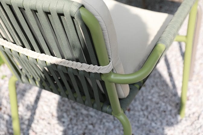 Utestol stapelbar grön med beige dyna - Lincoln - Grön och beige - Products - Utemöbler & utemiljö - Balkong & altan - Balkongmöbler - Balkongstol