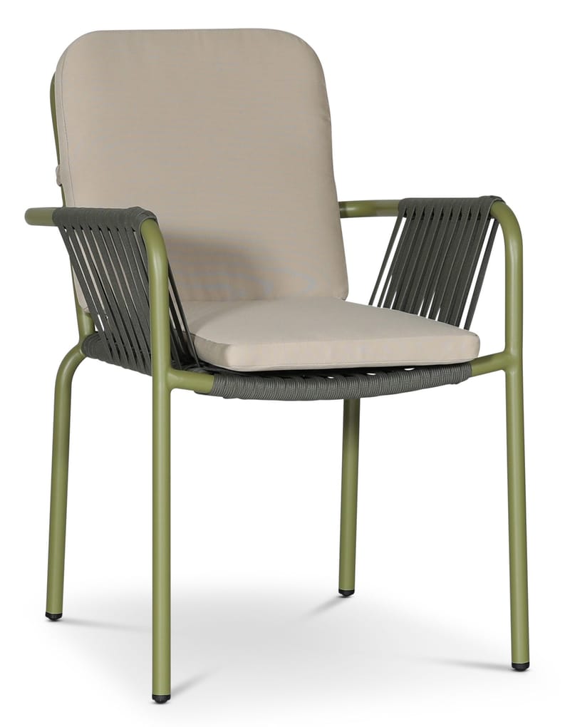 Utestol stapelbar grön med beige dyna - Lincoln - Grön och beige - Products - Utemöbler & utemiljö - Balkong & altan - Balkongmöbler - Balkongstol