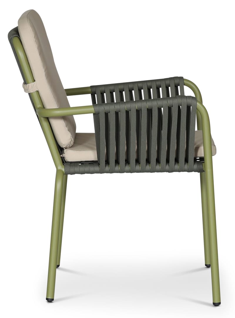 Utestol stapelbar grön med beige dyna - Lincoln - Grön och beige - Products - Utemöbler & utemiljö - Balkong & altan - Balkongmöbler - Balkongstol