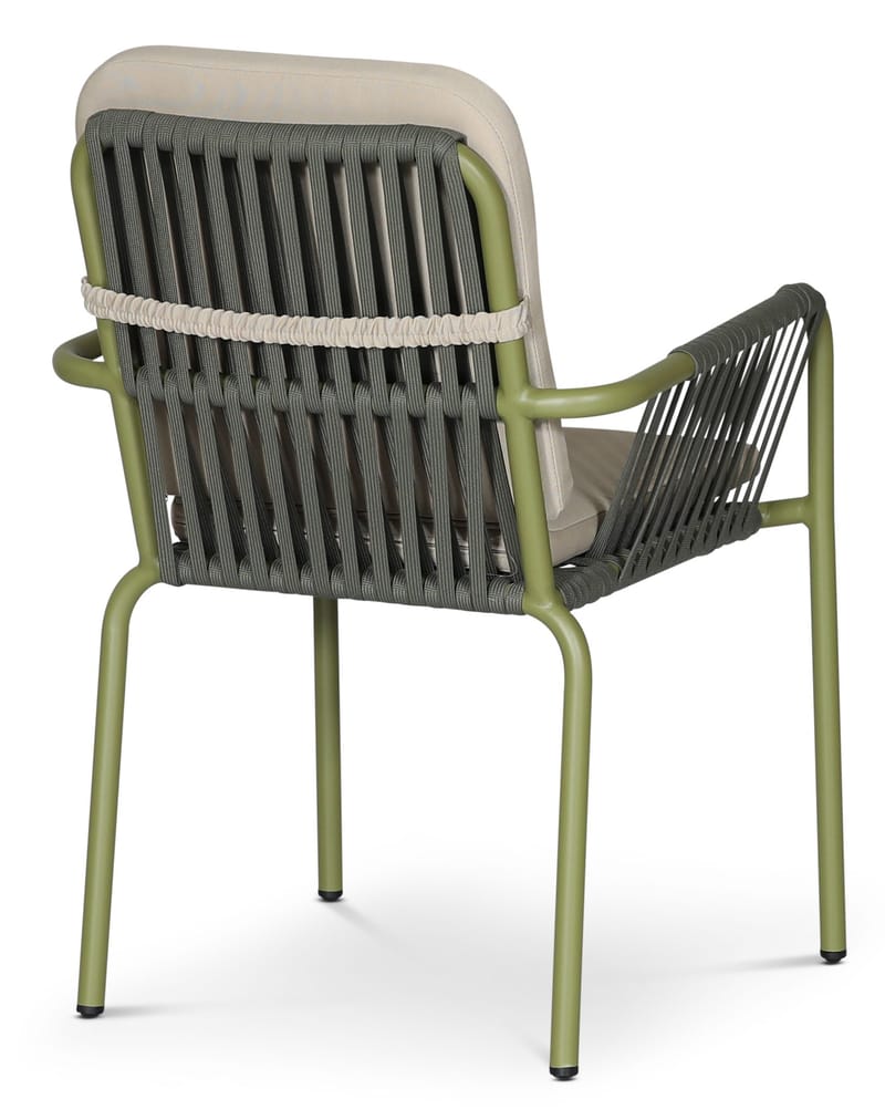 Utestol stapelbar grön med beige dyna - Lincoln - Grön och beige - Products - Utemöbler & utemiljö - Balkong & altan - Balkongmöbler - Balkongstol