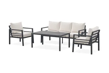 Ariany 5-sits Soffgrupp Utomhus med vita dynor soffbord i aluminium - Svart - Products - Utemöbler & utemiljö - Loungemöbler - Loungeset & loungegrupp