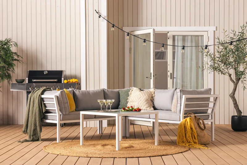 Ariany Hörnsoffa - Vit / Grå dynor - Products - Utemöbler & utemiljö - Loungemöbler - Loungesoffor