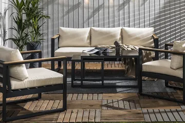 Aspvik Soffgrupp - Svart / Gråa dynor - Products - Utemöbler & utemiljö - Loungemöbler - Loungeset & loungegrupp