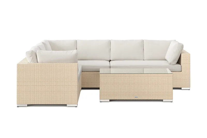 Bahamas L-formad utesoffa höger, 6-sits med bord - Beige - Products - Utemöbler & utemiljö - Loungemöbler - Loungeset & loungegrupp