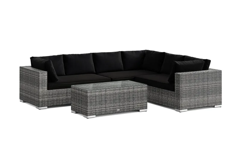 Bahamas L-formad utesoffa höger, 6-sits med bord - Grå - Products - Utemöbler & utemiljö - Loungemöbler - Loungeset & loungegrupp
