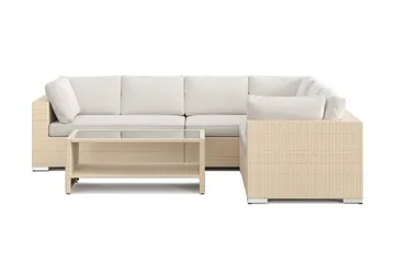 Bahamas L-formad utesoffa höger, 6-sits med bord och hylla - Beige - Products - Utemöbler & utemiljö - Loungemöbler - Loungeset & loungegrupp