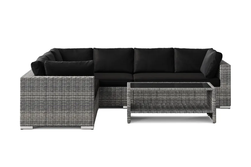 Bahamas L-formad utesoffa höger, 6-sits med bord och hylla - Grå - Products - Utemöbler & utemiljö - Loungemöbler - Loungeset & loungegrupp