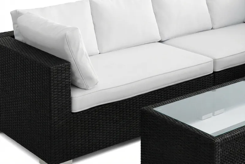 Bahamas L-formad utesoffa höger, 6-sits med bord och hylla - Svart - Products - Utemöbler & utemiljö - Loungemöbler - Loungeset & loungegrupp