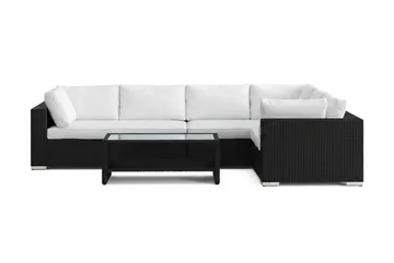 Bahamas L-formad utesoffa höger, 6-sits med bord och hylla - Svart - Products - Utemöbler & utemiljö - Loungemöbler - Loungeset & loungegrupp