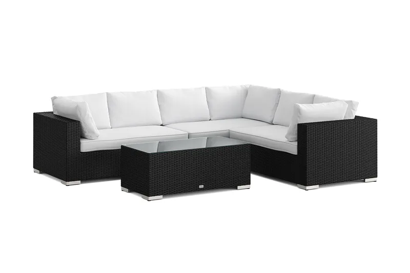 Bahamas L-formad utesoffa höger, 6-sits med bord - Svart - Products - Utemöbler & utemiljö - Loungemöbler - Loungeset & loungegrupp