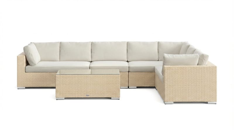 Bahamas L-formad utesoffa höger, 7-sits med bord - Beige - Products - Utemöbler & utemiljö - Loungemöbler - Loungeset & loungegrupp