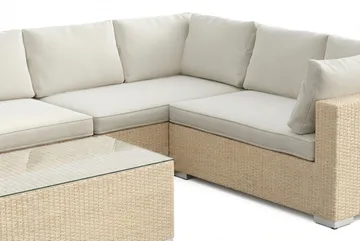 Bahamas L-formad utesoffa höger, 7-sits med bord - Beige - Products - Utemöbler & utemiljö - Loungemöbler - Loungeset & loungegrupp