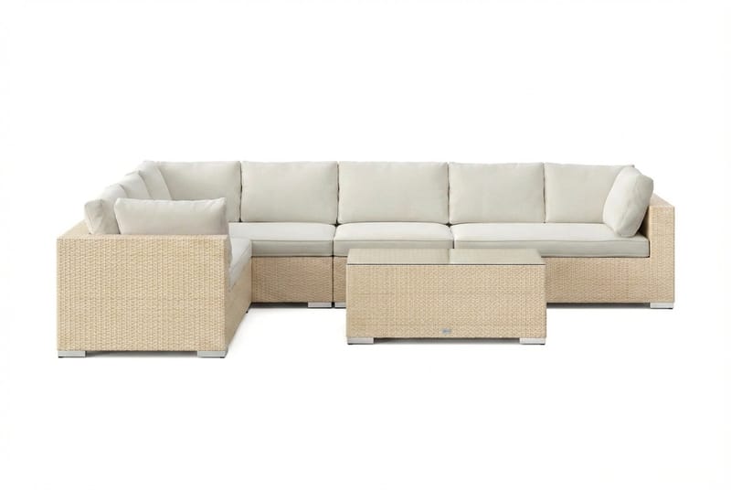 Bahamas L-formad utesoffa höger, 7-sits med bord - Beige - Products - Utemöbler & utemiljö - Loungemöbler - Loungeset & loungegrupp