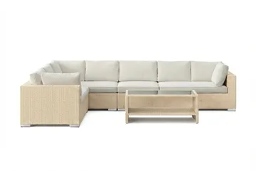Bahamas L-formad utesoffa höger, 7-sits med bord och hylla - Beige - Products - Utemöbler & utemiljö - Loungemöbler - Loungeset & loungegrupp