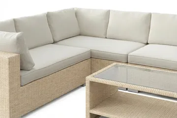 Bahamas L-formad utesoffa höger, 7-sits med bord och hylla - Beige - Products - Utemöbler & utemiljö - Loungemöbler - Loungeset & loungegrupp