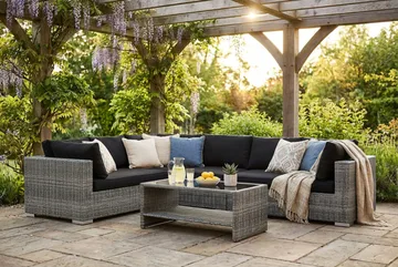 Bahamas L-formad utesoffa höger, 7-sits med bord och hylla - Grå - Products - Utemöbler & utemiljö - Loungemöbler - Loungeset & loungegrupp