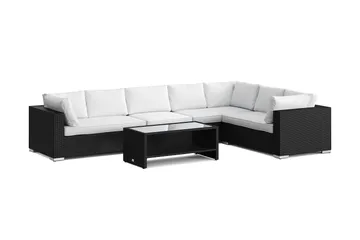 Bahamas L-formad utesoffa höger, 7-sits med bord och hylla - Svart - Products - Utemöbler & utemiljö - Loungemöbler - Loungeset & loungegrupp