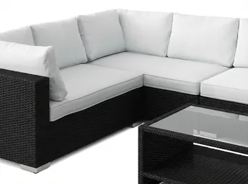 Bahamas L-formad utesoffa höger, 7-sits med bord och hylla - Svart - Products - Utemöbler & utemiljö - Loungemöbler - Loungeset & loungegrupp