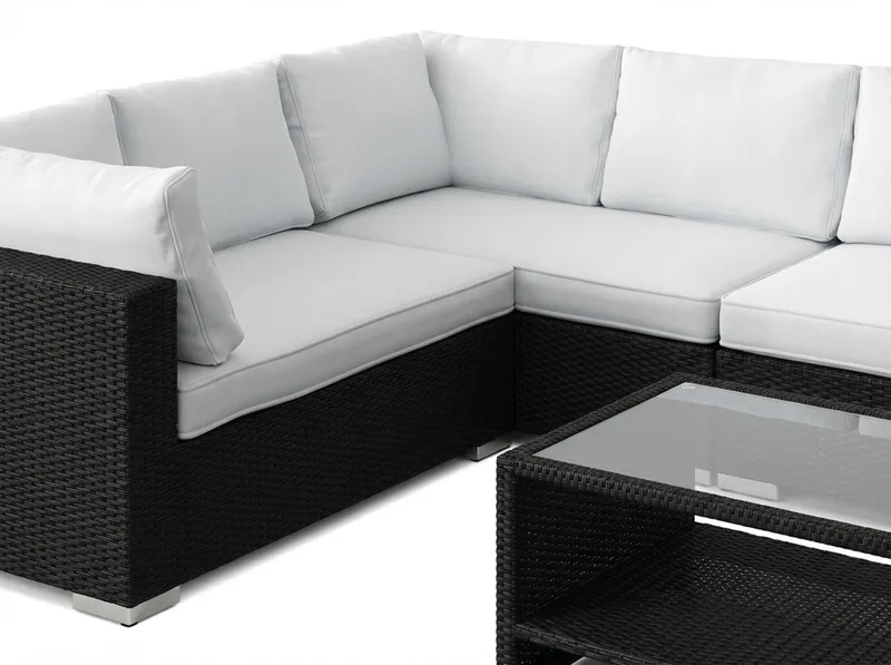 Bahamas L-formad utesoffa höger, 7-sits med bord och hylla - Svart - Products - Utemöbler & utemiljö - Loungemöbler - Loungeset & loungegrupp