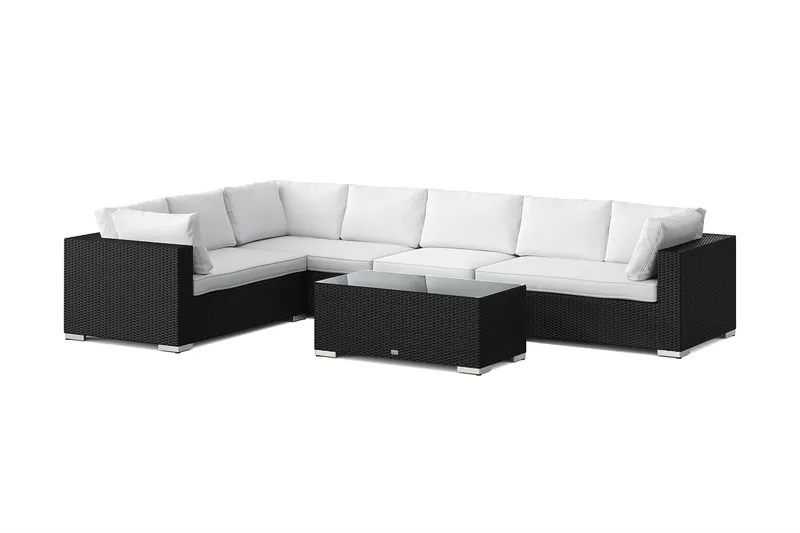 Bahamas L-formad utesoffa höger, 7-sits med bord - Svart - Products - Utemöbler & utemiljö - Loungemöbler - Loungeset & loungegrupp