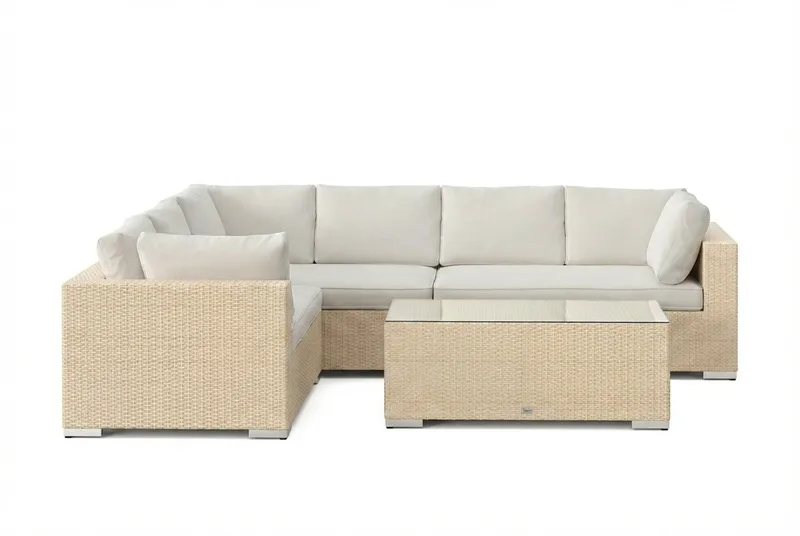 Bahamas L-formad utesoffa vänster, 6-sits med bord - Beige - Products - Utemöbler & utemiljö - Loungemöbler - Loungeset & loungegrupp