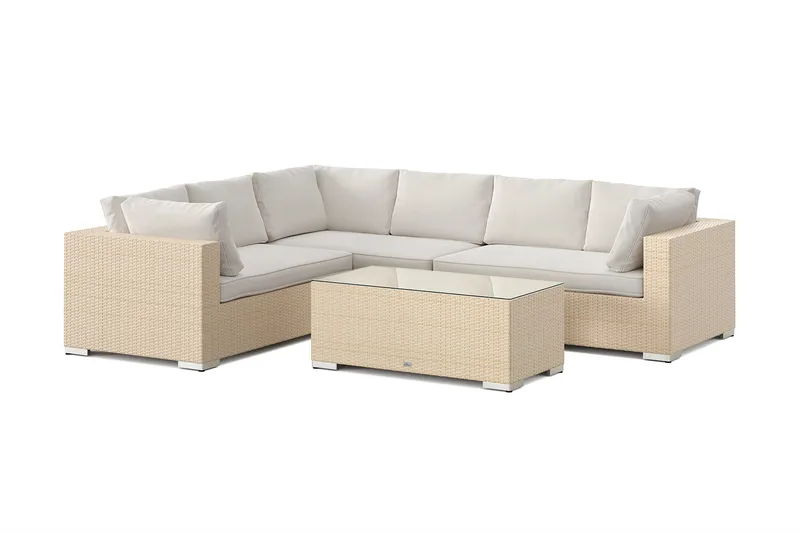Bahamas L-formad utesoffa vänster, 6-sits med bord - Beige - Products - Utemöbler & utemiljö - Loungemöbler - Loungeset & loungegrupp