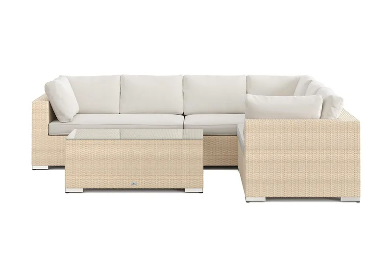 Bahamas L-formad utesoffa vänster, 6-sits med bord - Beige - Products - Utemöbler & utemiljö - Loungemöbler - Loungeset & loungegrupp