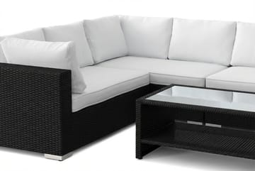 Bahamas L-formad utesoffa vänster, 6-sits med bord och hylla - Svart - Products - Utemöbler & utemiljö - Loungemöbler - Loungeset & loungegrupp