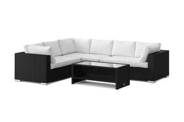 Bahamas L-formad utesoffa vänster, 6-sits med bord och hylla - Svart - Products - Utemöbler & utemiljö - Loungemöbler - Loungeset & loungegrupp