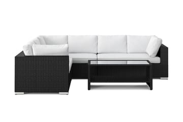 Bahamas L-formad utesoffa vänster, 6-sits med bord och hylla - Svart - Products - Utemöbler & utemiljö - Loungemöbler - Loungeset & loungegrupp