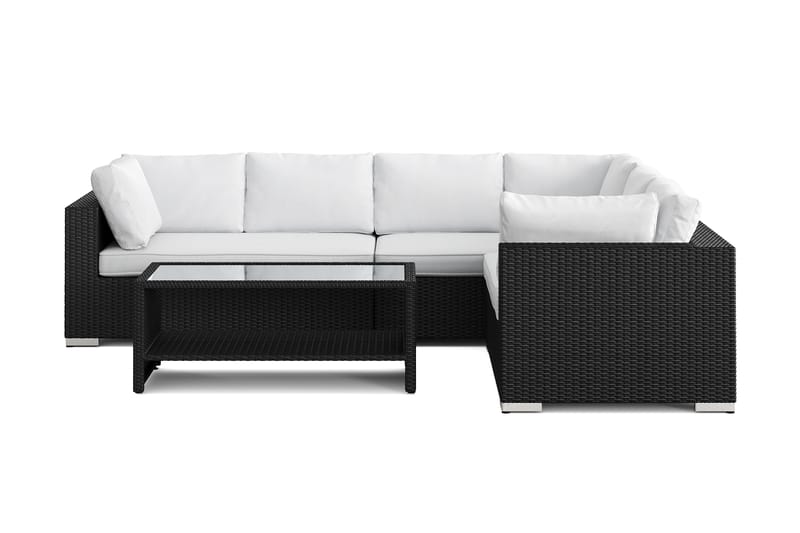 Bahamas L-formad utesoffa vänster, 6-sits med bord och hylla - Svart - Products - Utemöbler & utemiljö - Loungemöbler - Loungeset & loungegrupp