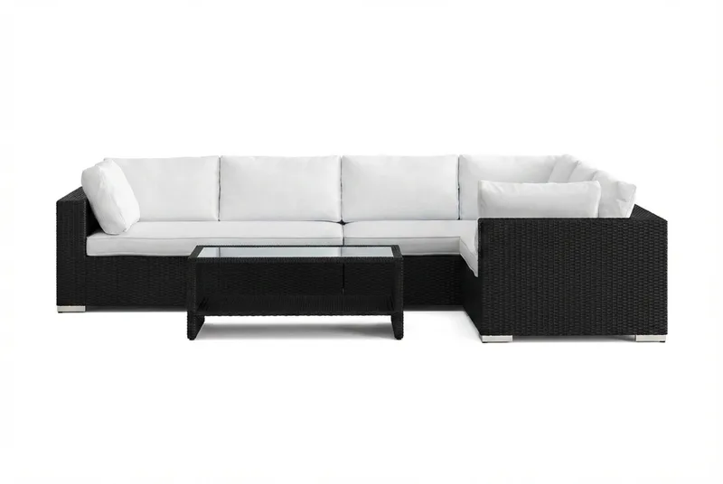 Bahamas L-formad utesoffa vänster, 6-sits med bord och hylla - Svart - Products - Utemöbler & utemiljö - Loungemöbler - Loungeset & loungegrupp