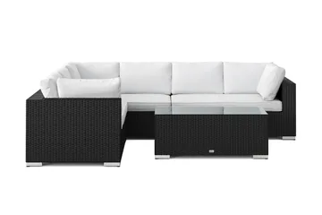 Bahamas L-formad utesoffa vänster, 6-sits med bord - Svart - Products - Utemöbler & utemiljö - Loungemöbler - Loungeset & loungegrupp