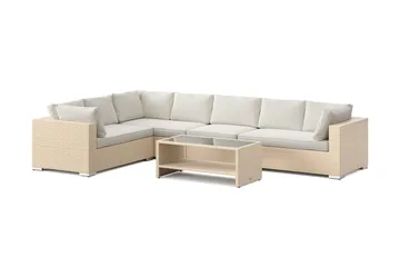 Bahamas L-formad utesoffa vänster, 7-sits med bord och hylla - Beige - Products - Utemöbler & utemiljö - Loungemöbler - Loungeset & loungegrupp