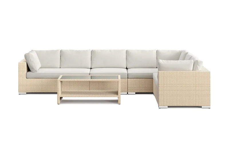 Bahamas L-formad utesoffa vänster, 7-sits med bord och hylla - Beige - Products - Utemöbler & utemiljö - Loungemöbler - Loungeset & loungegrupp
