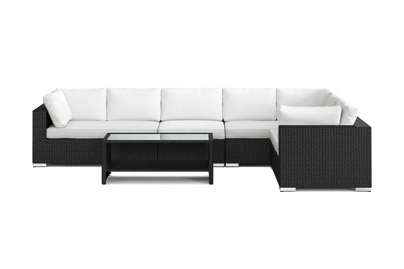 Bahamas L-formad utesoffa vänster, 7-sits med bord och hylla - Svart - Products - Utemöbler & utemiljö - Loungemöbler - Loungeset & loungegrupp