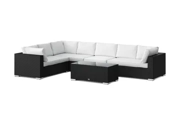 Bahamas L-formad utesoffa vänster, 7-sits med bord - Svart - Products - Utemöbler & utemiljö - Loungemöbler - Loungeset & loungegrupp