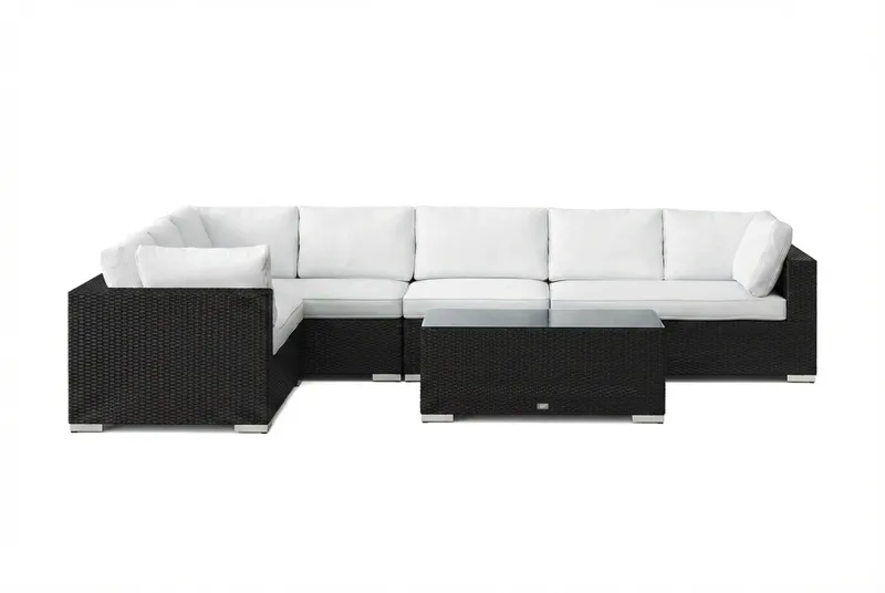 Bahamas L-formad utesoffa vänster, 7-sits med bord - Svart - Products - Utemöbler & utemiljö - Loungemöbler - Loungeset & loungegrupp