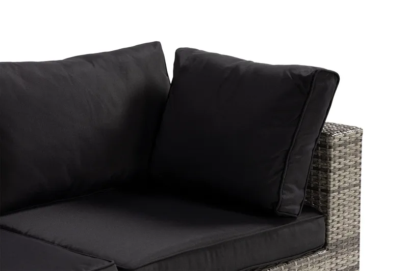 Bahamas Liten loungegrupp utomhus - Soffgrupp till balkong 3-sits - Litet loungeset konstrotting utemöbler - Grå /Sand / Svarta dynor - Products - Utemöbler & utemiljö - Loungemöbler - Loungeset & loungegrupp