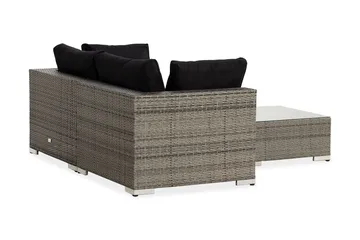 Bahamas Liten loungegrupp utomhus - Soffgrupp till balkong 3-sits - Litet loungeset konstrotting utemöbler - Grå /Sand / Svarta dynor - Products - Utemöbler & utemiljö - Loungemöbler - Loungeset & loungegrupp