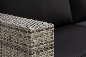 Bahamas Liten loungegrupp utomhus - Soffgrupp till balkong 3-sits - Litet loungeset konstrotting utemöbler - Grå /Sand / Svarta dynor - Products - Utemöbler & utemiljö - Loungemöbler - Loungeset & loungegrupp