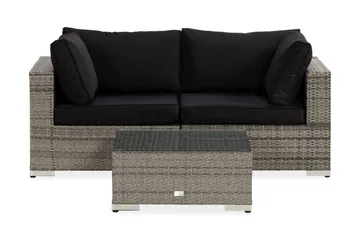 Bahamas Liten loungegrupp utomhus - Soffgrupp till balkong 3-sits - Litet loungeset konstrotting utemöbler - Grå /Sand / Svarta dynor - Products - Utemöbler & utemiljö - Loungemöbler - Loungeset & loungegrupp