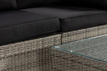 Bahamas Liten loungegrupp utomhus - Soffgrupp till balkong 3-sits - Litet loungeset konstrotting utemöbler - Grå /Sand / Svarta dynor - Products - Utemöbler & utemiljö - Loungemöbler - Loungeset & loungegrupp