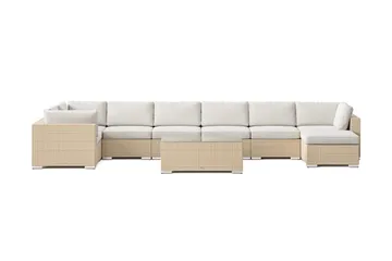 Bahamas U-formad utomhus loungegrupp 8-sits med vändbar divan och bord - Beige - Products - Utemöbler & utemiljö - Loungemöbler - Loungeset & loungegrupp